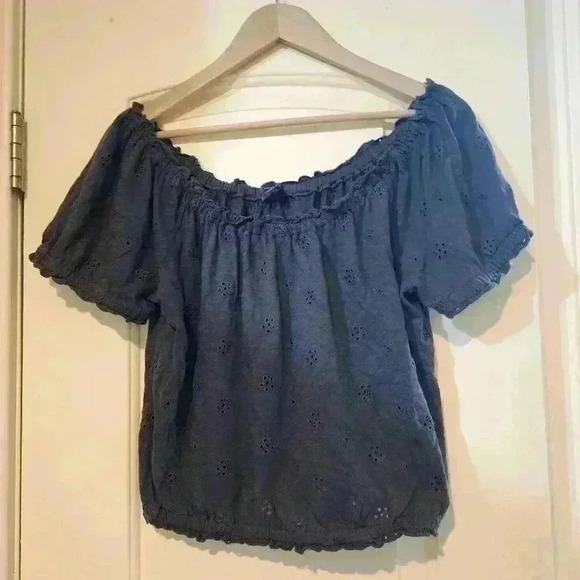 283.American eagle cropped peasant top size medium - Picture 2 of 5